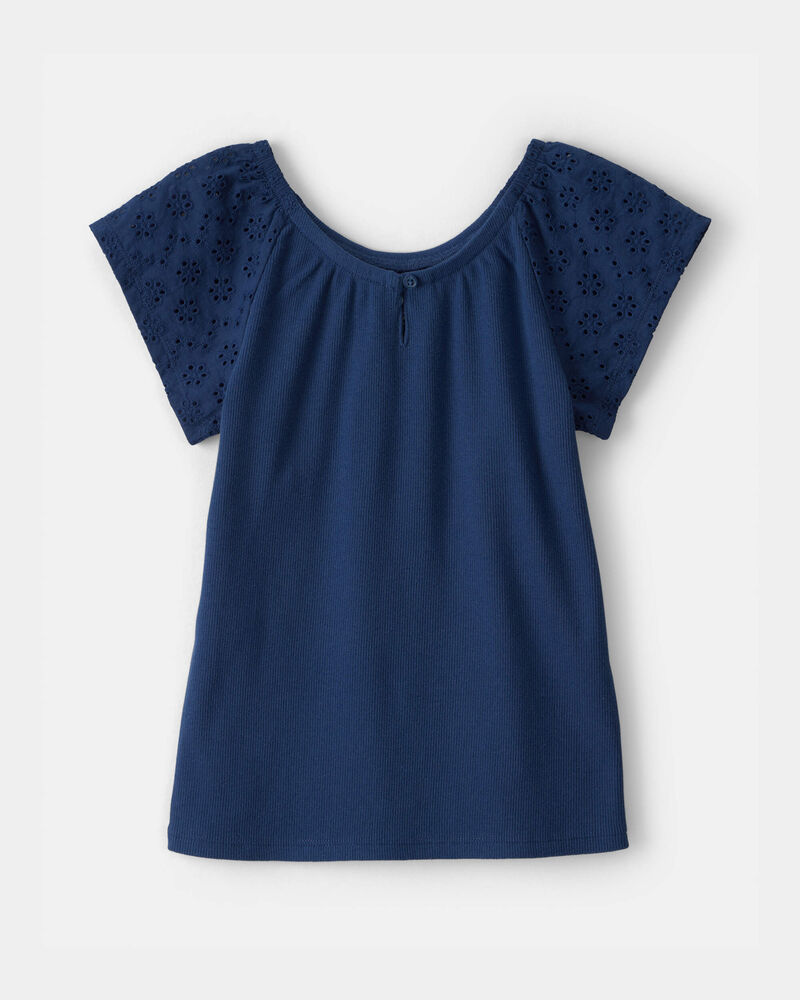 Girls Eyelet Top - Blue, image 1 of 3 slides