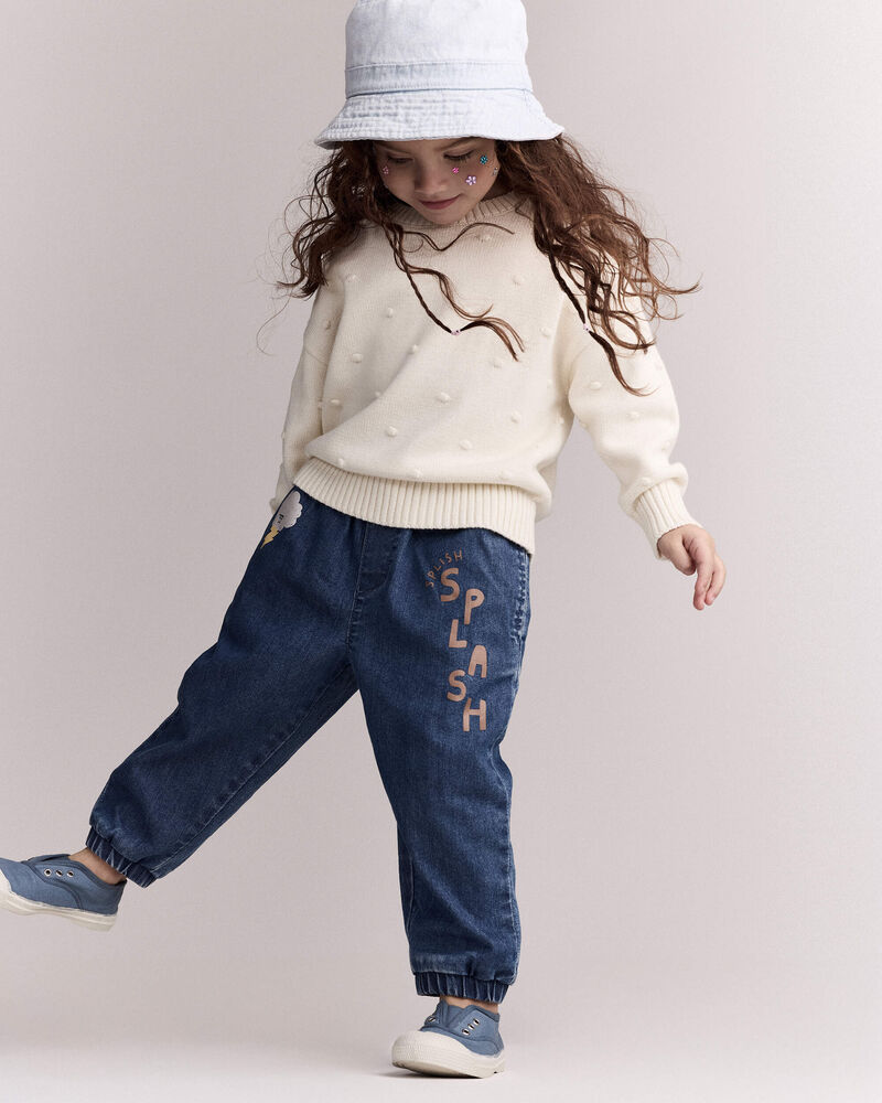 Toddler Girl Popcorn Sweater - Cream, image 3 of 6 slides