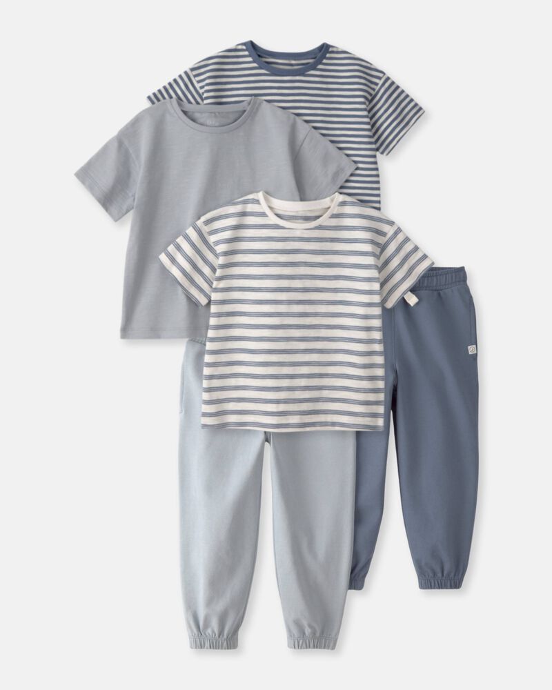 Toddler Boy 5-Piece Organic Cotton Tees & Pants Set, image 1 of 11 slides