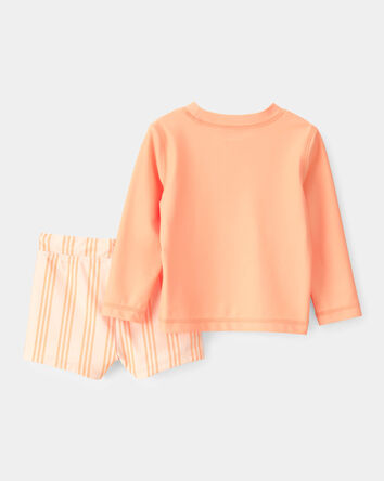 Baby Boy 2-Piece Long-Sleeve Rashguard Swimsuit Set - Orange, 