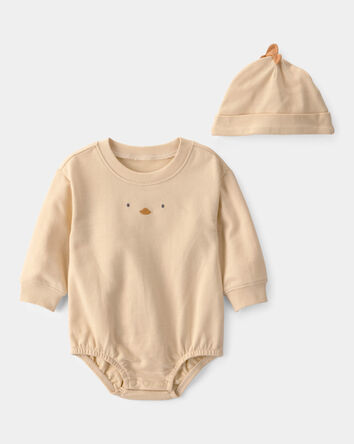 Baby Chick Bubble Romper & Hat Set - Yellow, 