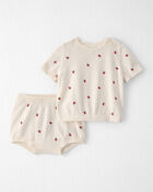 Baby Girl 2-Piece Organic Cotton Sweater Set in Berry Print, image 1 of 6 slides