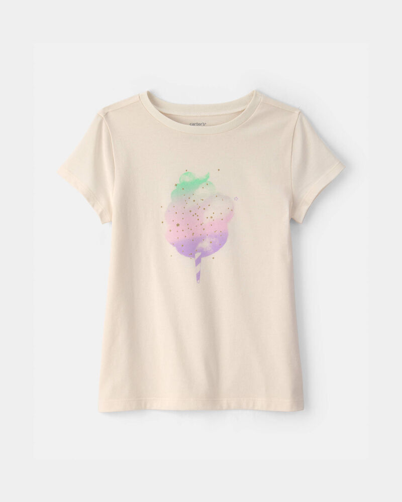 Girls Cotton Candy Graphic Tee - Cream, image 1 of 3 slides