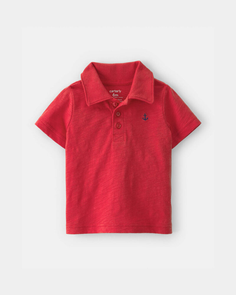 Baby Boy 3-Piece Anchor Polo Outfit Set - Red/Blue/White, image 3 of 13 slides