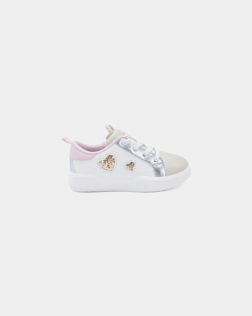 Toddler Girl Colorblock Metallic Heart Sneakers - White/Pink, 