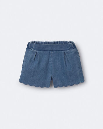 Toddler Girl Scalloped Shorts in Denim, 