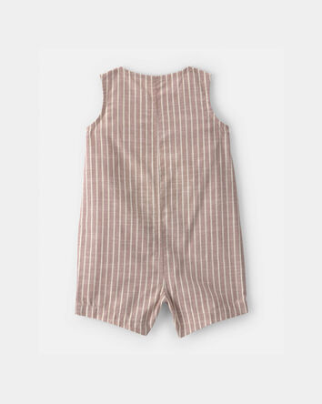 Baby Boy Striped Sleeveless Romper - Brown/White, 