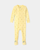 Toddler Lemon 100% Cotton Snug Fit 1-Piece Pajama - Yellow, image 1 of 4 slides