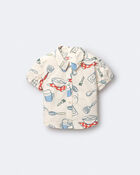 Toddler Girl Scalloped Collar Top in Baking Print - Cream, image 2 of 7 slides