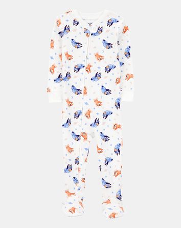 Baby Bluey Snug Fit Cotton Footie 1-Piece Pajamas, 