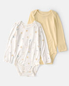 Baby 2-Pack Constellation PurelySoft Bodysuits - Yellow/Cream, image 1 of 7 slides