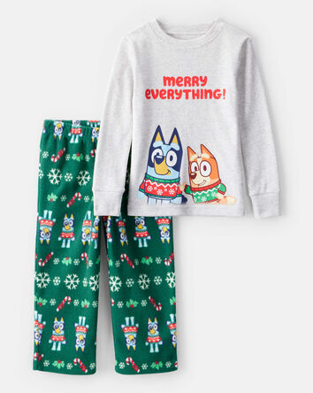Toddler Bluey&trade; Cotton Long-Sleeve Loose Fit 2-Piece Pajamas - Grey/Green, 
