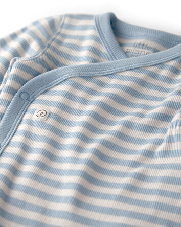 Baby Organic Cotton Wrap Bodysuit in Stripes, 