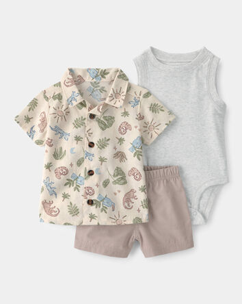 Baby Boy 3-Piece Desert Short-Sleeve Top & Short Set, 