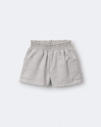 Toddler Girl Fleece Swing Shorts with Pockets - Heathered Grey, 