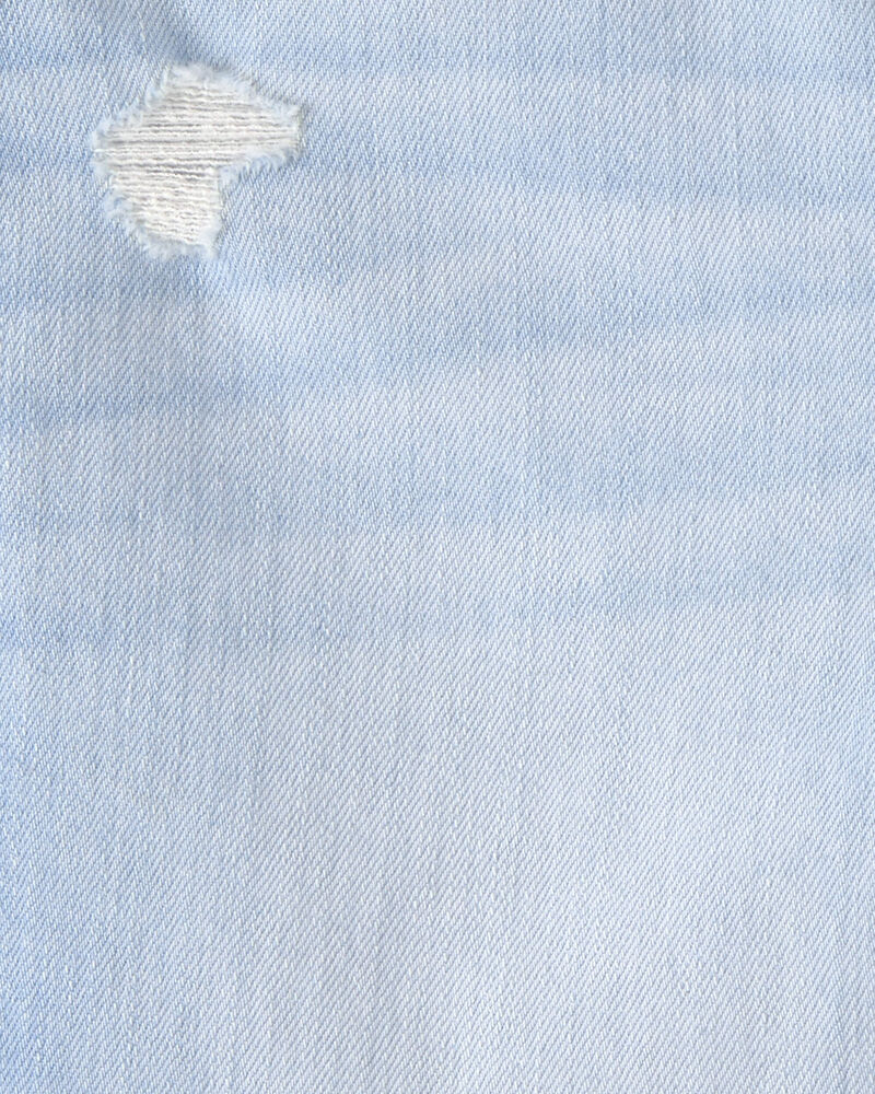 Girls Frayed Denim Skimmer Shorts - Light Wash, image 3 of 4 slides