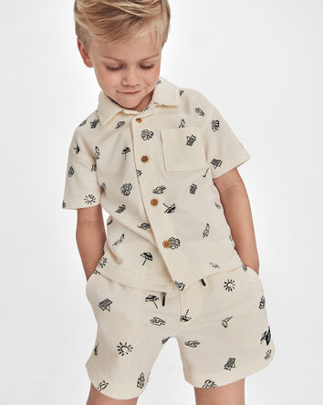 Boys Beach Pocket Shorts - Black/Ivory, 