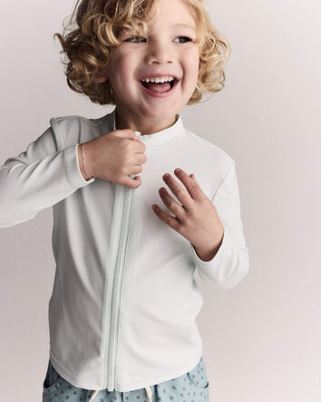 Toddler Full-Zip Long-Sleeve Rashguard - Light Blue, 