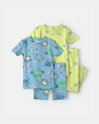 Toddler Boy Pufferfish 100% Cotton 4-Piece Pajama Set - Blue/Yellow, image 1 of 4 slides