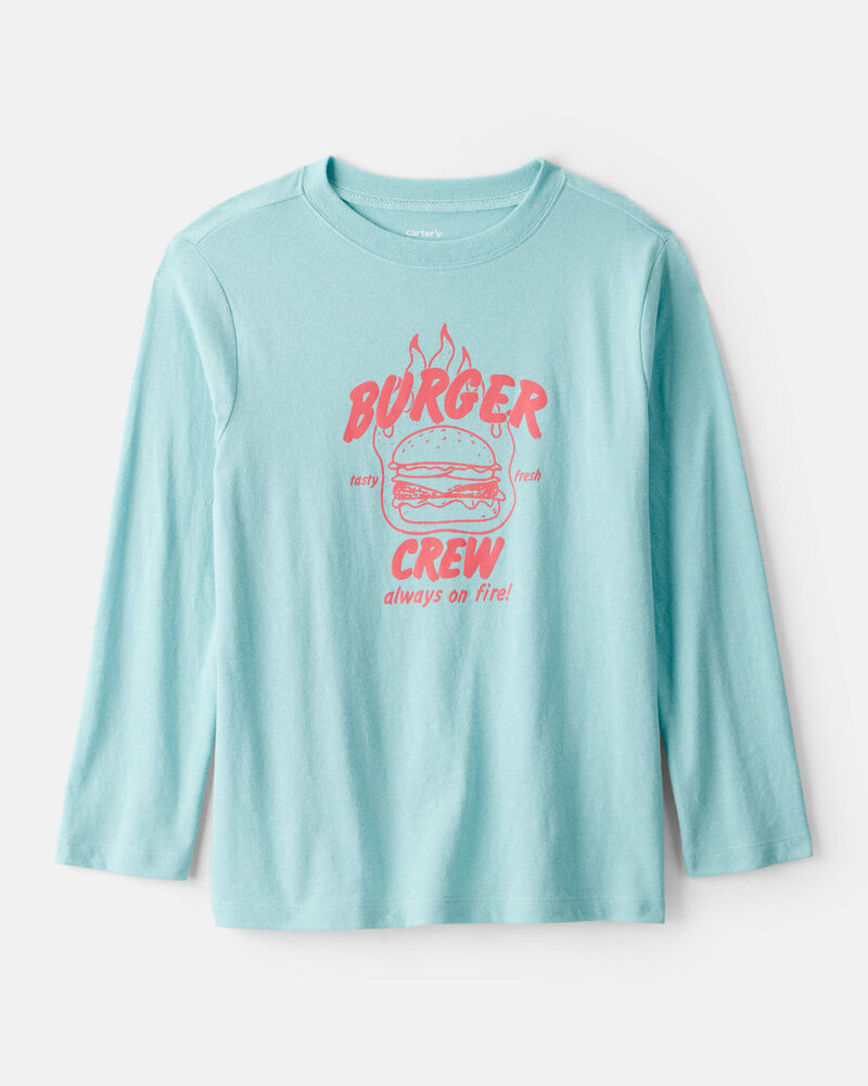 Kids Burger Crew Long-Sleeve Graphic Tee - Blue, image 1 of 3 slides