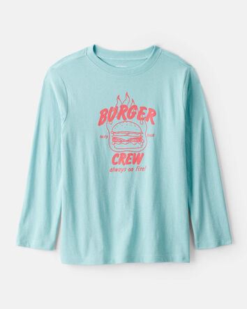Kids Burger Crew Long-Sleeve Graphic Tee - Blue, 