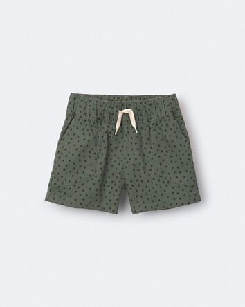 Toddler Standard Shorts with Pockets in Dot Print- Olive, 
