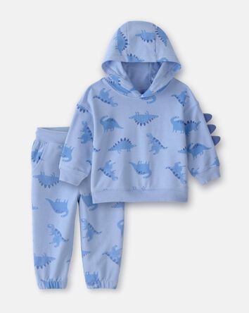 Toddler Boy 2-Piece Dinosaur French Terry Hoodie & Joggers Set - Blue, 
