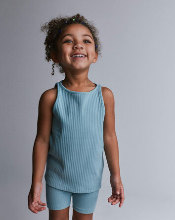 Toddler Girl Ribbed Playtime Tank Top - Pale Blue, 