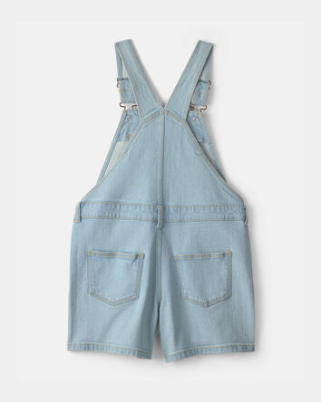 Girls Star Embellished Denim Shortall - Light Wash, 