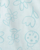 Toddler Girl Floral Ladybug Short-Sleeve Loose Fit 2-Piece Pajama Set - Blue, image 3 of 4 slides