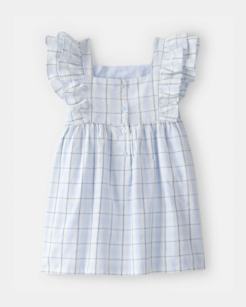 Toddler Girl Plaid Ruffle-Sleeve Dress - Blue/White, image 4 of 6 slides