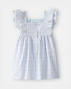 Toddler Girl Plaid Ruffle-Sleeve Dress - Blue/White, image 4 of 6 slides