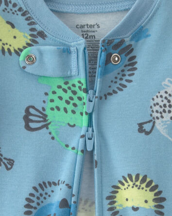 Baby Boy Pufferfish 100% Cotton 2-Way Zip 1-Piece Pajama - Blue, 