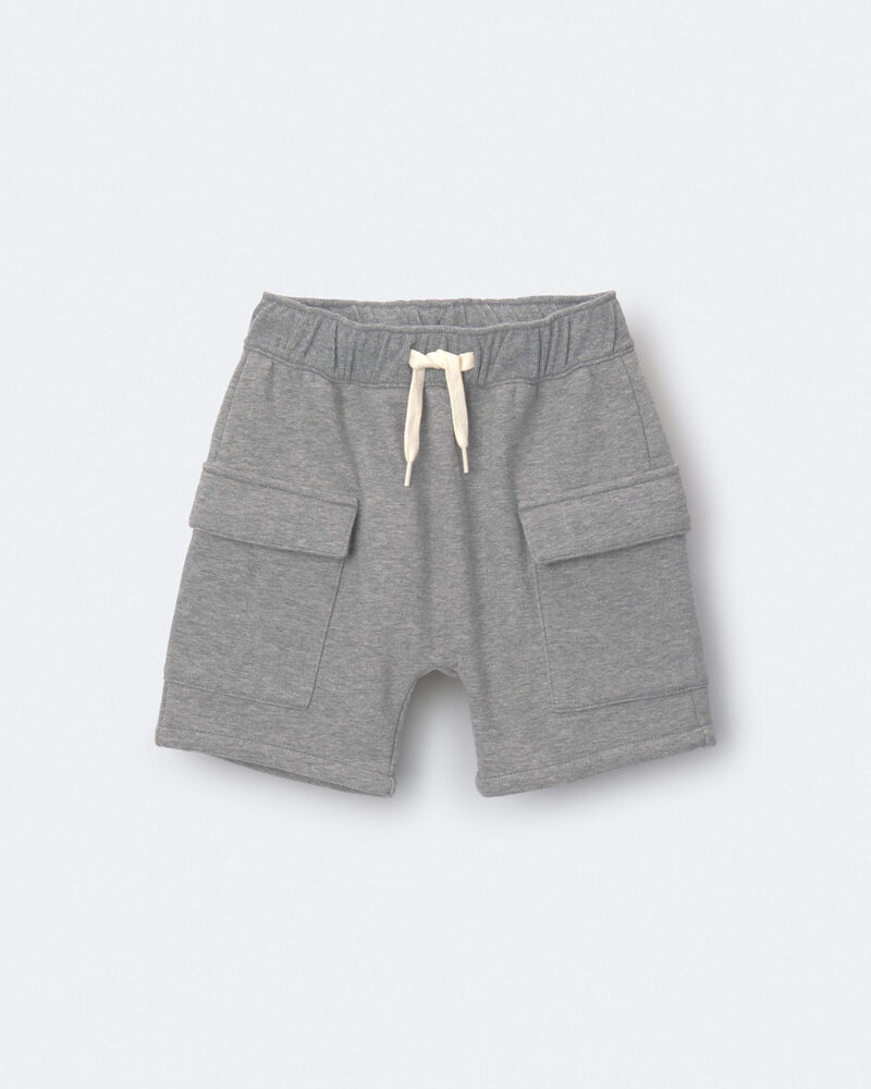Toddler Boy French Terry Cargo Shorts with Pockets - Grey, image 2 of 7 slides