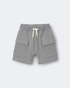 Toddler Boy French Terry Cargo Shorts with Pockets - Grey, image 2 of 7 slides