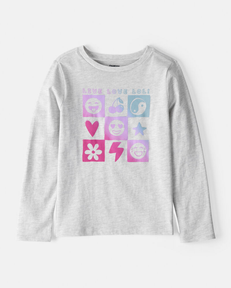 Girls Live Love Long-Sleeve Graphic Tee - Grey, image 1 of 3 slides