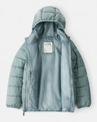 Kid Packable Hooded Puffer Jacket - Green, image 3 of 6 slides