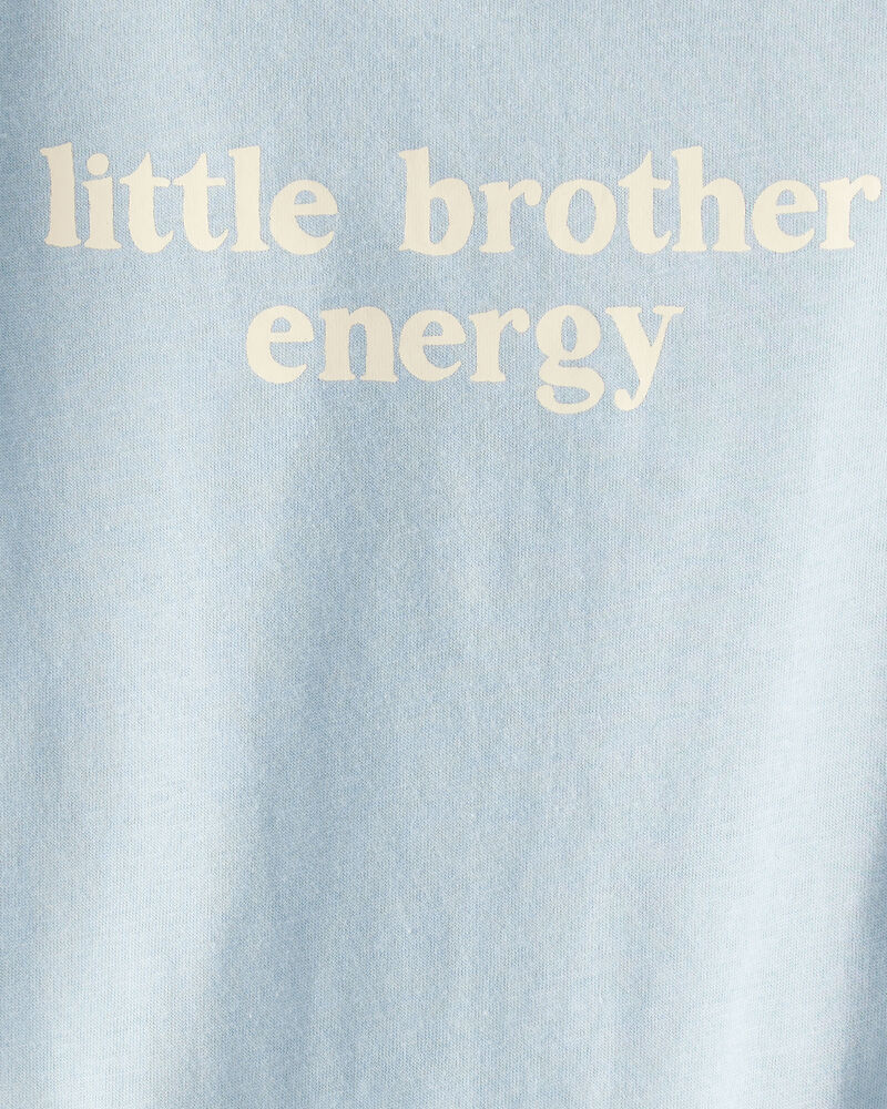 Baby Boy 'Little Brother Energy' Short-Sleeve Graphic Bodysuit - Blue, image 2 of 3 slides