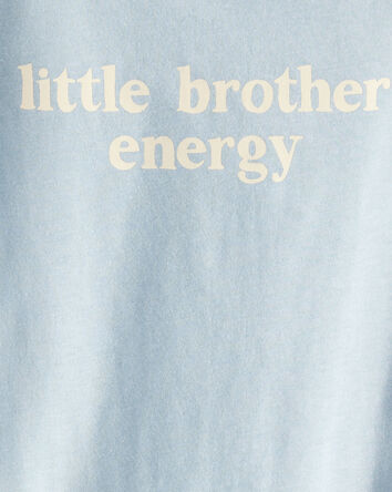 Baby Boy 'Little Brother Energy' Short-Sleeve Graphic Bodysuit - Blue, 