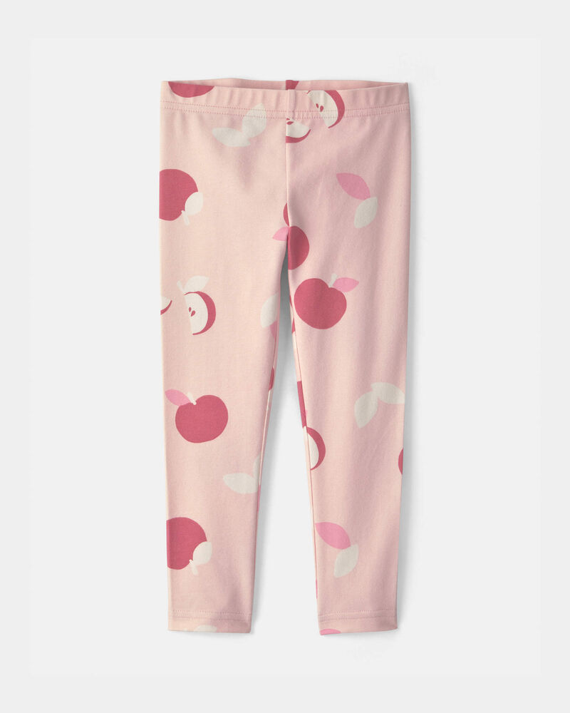 Toddler Girl Apple Pull-On Stretch Leggings - Pink, image 1 of 4 slides
