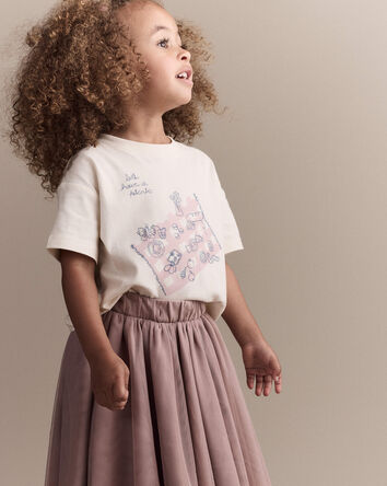 Toddler Girl 'Let's Have A Picnic' Relaxed Graphic Tee - Cream, 