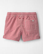Toddler Boy Recycled Swim Trunks in Red Gingham, image 2 of 5 slides
