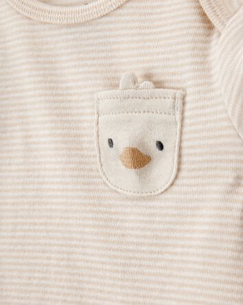 Baby 4-Piece Striped Duck Outfit Set - Brown, 