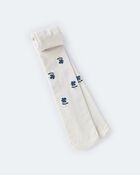 Toddler Girl Floral Nylon Tights - Cream/Blue, image 6 of 6 slides