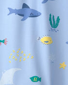 Baby Boy 1-Piece Fish Rashguard Swimsuit - Blue, image 3 of 4 slides