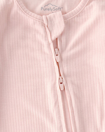 Baby Girl 2-Way Zip PurelySoft Sleep & Play Pajama - Light Pink, 