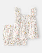 Baby Girl 3-Piece Floral Outfit Set - White/Green, image 7 of 11 slides