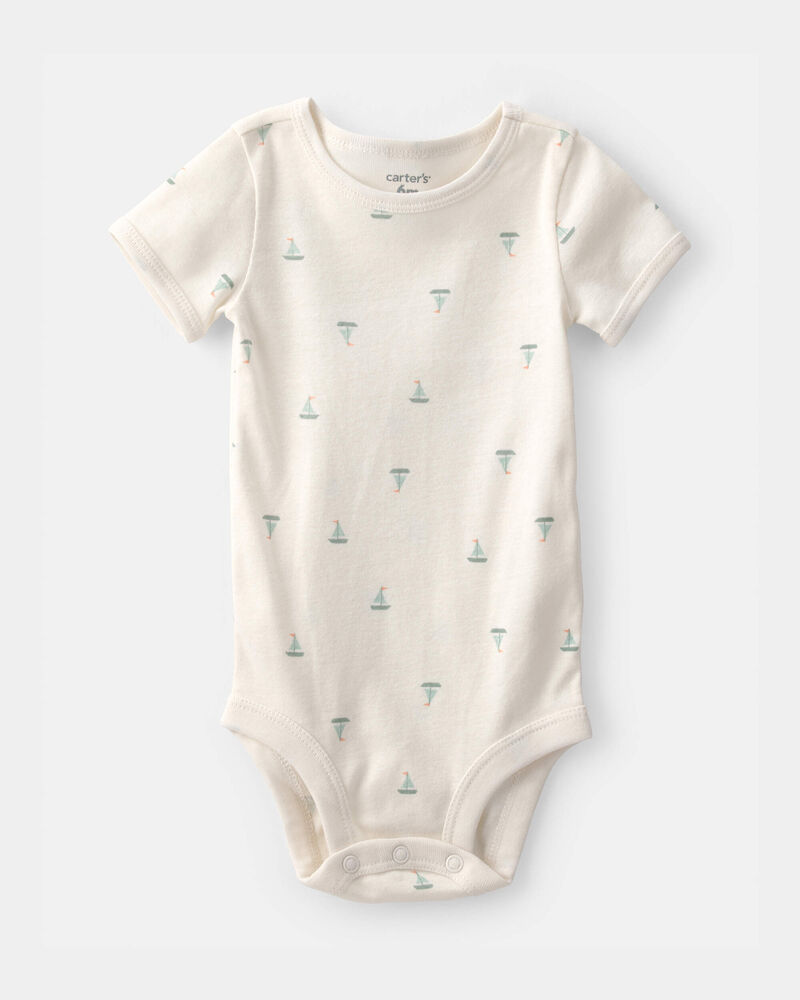 Baby 2-Piece Sailboat Overall Set - Green/Ivory, image 1 of 6 slides