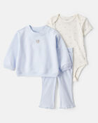 Baby Girl 3-Piece Heart Pullover Set - Blue, image 1 of 5 slides