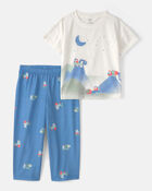 Toddler Boy Construction Loose Fit 2-Piece Pajama Set - Grey/Blue, image 1 of 3 slides